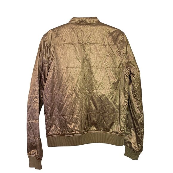 Isaac Mizrahi Gold Quilted Bomber Jacket With Zipper & Button Closure Womens XXS - Picture 3 of 9
